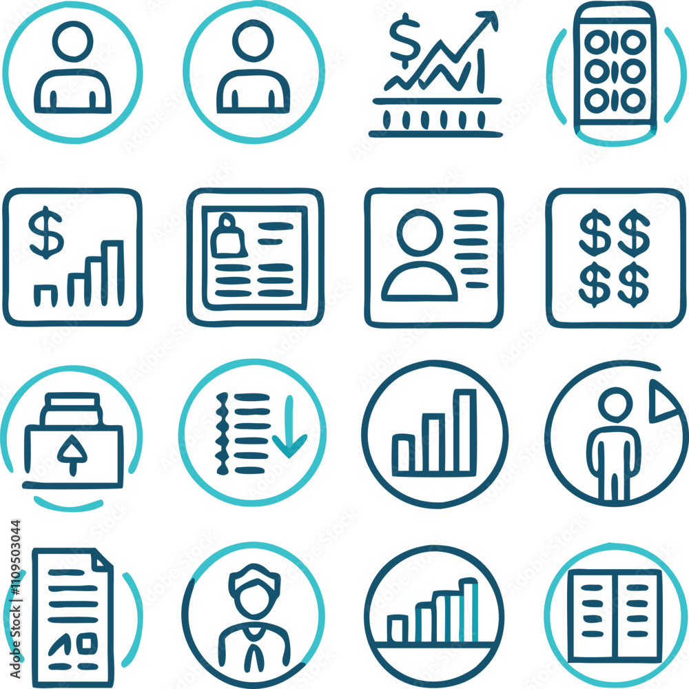 A Collection Business Icon Set- Growth, Finance, Teamwork, and Management Symbols Vector art A Collection Business Icon Set- Growth, Finance, Teamwork, and Management Symbols Vector art