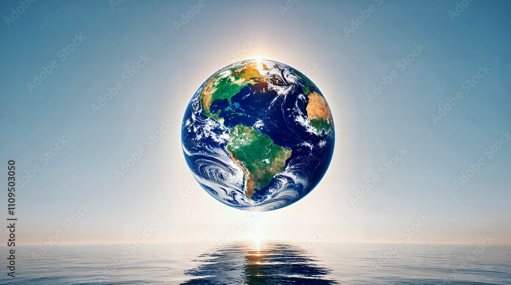 White backdrop highlighting earth day concept with a globe for global environment care. Generative AI White backdrop highlighting earth day concept with a globe for global environment care. Generative AI