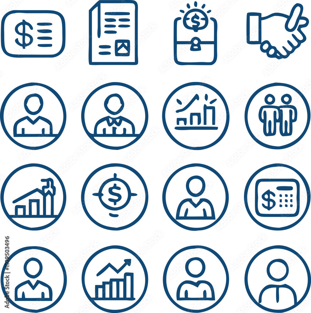 A Collection Business Icon Set- Growth, Finance, Teamwork, and Management Symbols Vector art A Collection Business Icon Set- Growth, Finance, Teamwork, and Management Symbols Vector art