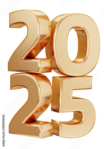 2025 sign. 3d render illustration. 2025 numbers. Happy New Year.