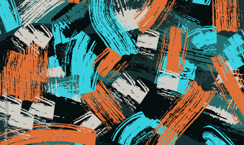 Old texture background. Paint brushstrokes. Paper pattern. Abstract wallpaper Brush hand drawing. Retro grunge artistic print. Graphic ink spots. Doodle color rough strokes. Vector garish decoration