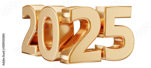 2025 sign. 3d render illustration. 2025 numbers. Happy New Year.