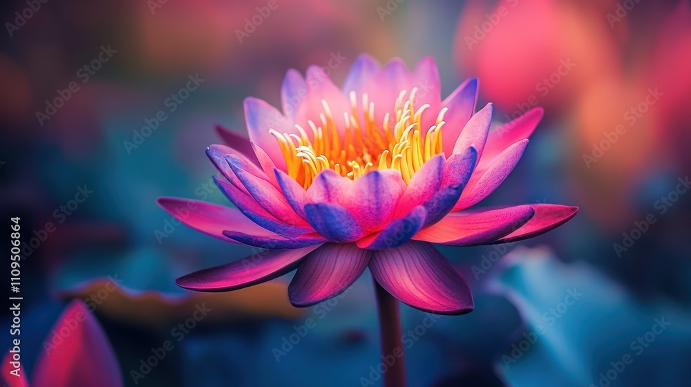 A vibrant lotus flower blooming in a serene environment. A vibrant lotus flower blooming in a serene environment.
