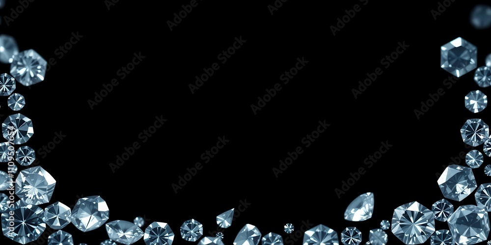 A luxurious border of sparkling diamonds against a dark background, creating an elegant and sophisticated visual A luxurious border of sparkling diamonds against a dark background, creating an elegant and sophisticated visual