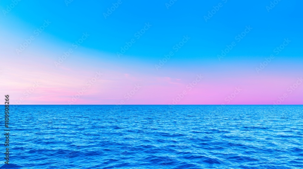 Obraz premium The tranquil sea mirrors a dawn sky adorned with golden and pink shades, making it perfect for morning-themed wellness and fitness promotions.