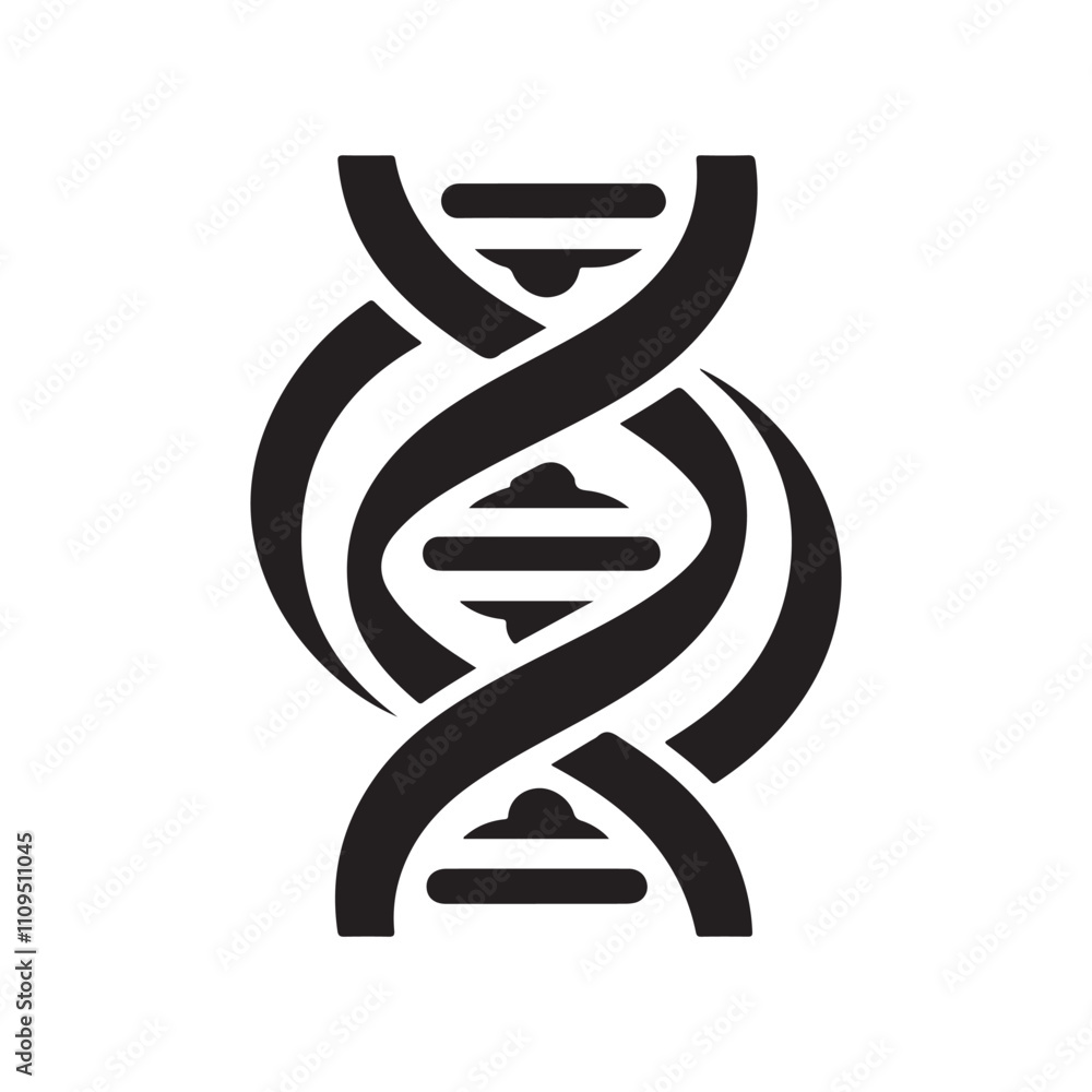 DNA Silhouette Icon for Modern Science Logos DNA Silhouette Icon for Modern Science Logos