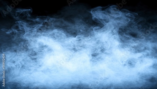 A swirling cloud of blue smoke against a dark background.