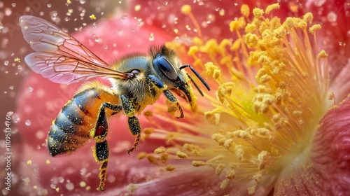Bee pollinating a flower.