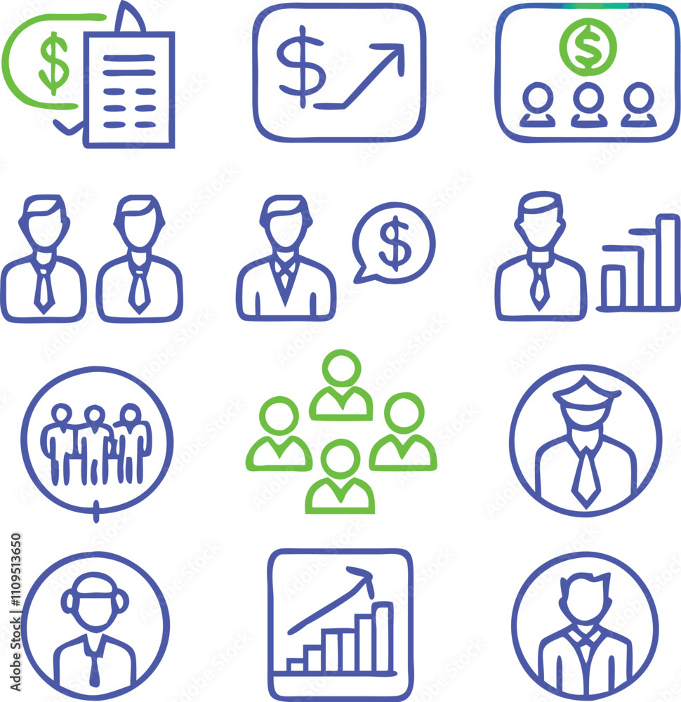 A Collection Business Icon Set- Growth, Finance, Teamwork, and Management Symbols Vector art A Collection Business Icon Set- Growth, Finance, Teamwork, and Management Symbols Vector art