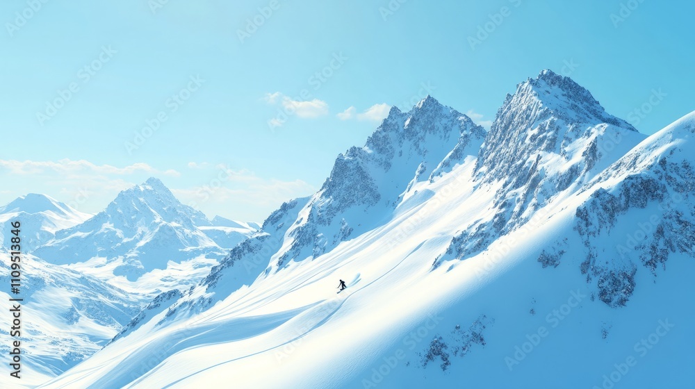 Obraz premium A Snowy Mountain Peak with a Dramatic Sky and Cinematic Lighting