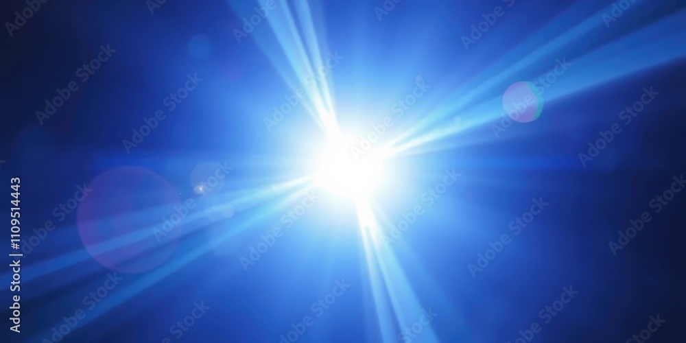 Fototapeta premium Abstract Light Rays Radiating from a Bright White Light Source in a Blue Background