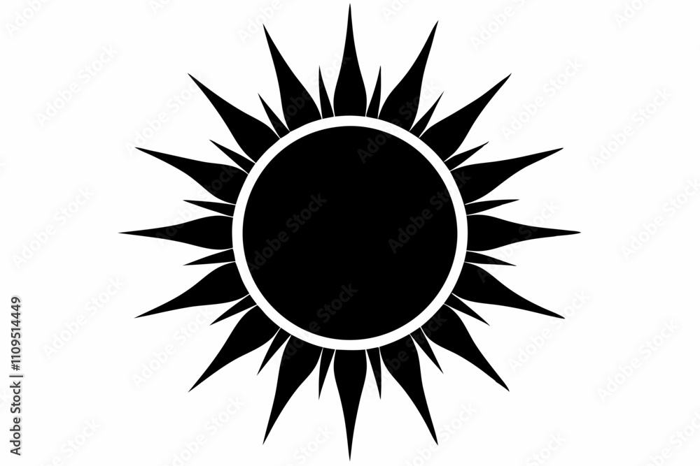Sun vector silhouette black design white background Sun vector silhouette black design white background