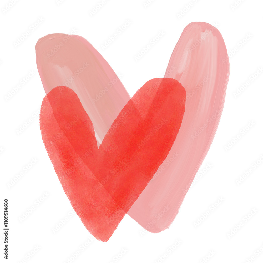 Lovely Hand Drawn Illustration with Light Pink and Red Hearts on a White Background. Childish Drawing-like Romantic Art. Sweet Valentine Card. Room Decoration. Big Heart and Little Heart on White. Lovely Hand Drawn Illustration with Light Pink and Red Hearts on a White Background. Childish Drawing-like Romantic Art. Sweet Valentine Card. Room Decoration. Big Heart and Little Heart on White.