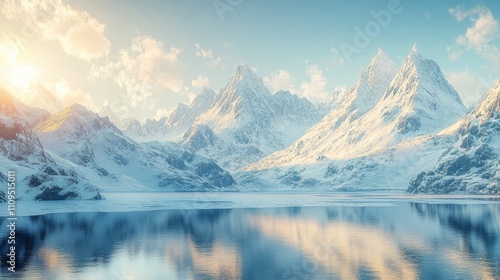 Wallpaper Mural A Snowy Mountain Peak with a Dramatic Sky and Cinematic Lighting

 Torontodigital.ca