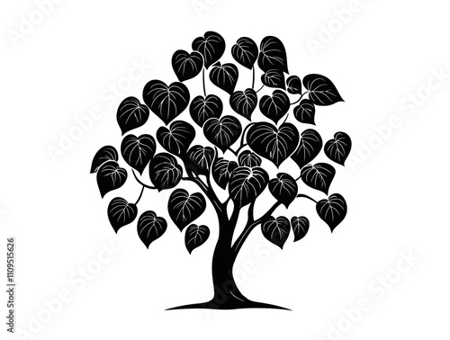 Catalpa tree silhouette vector illustration