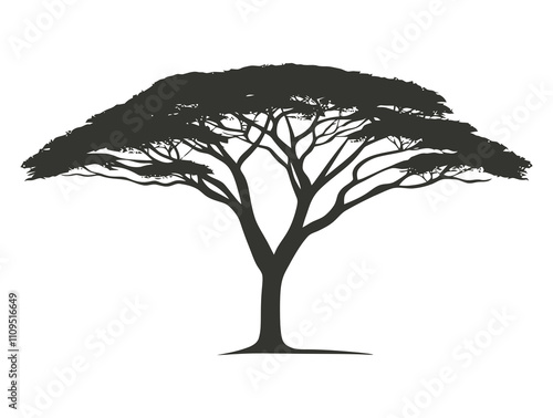 Acacia tree silhouette vector illustration