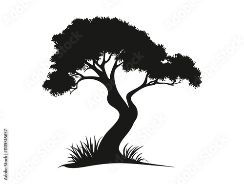 Ash tree silhouette vector illustration