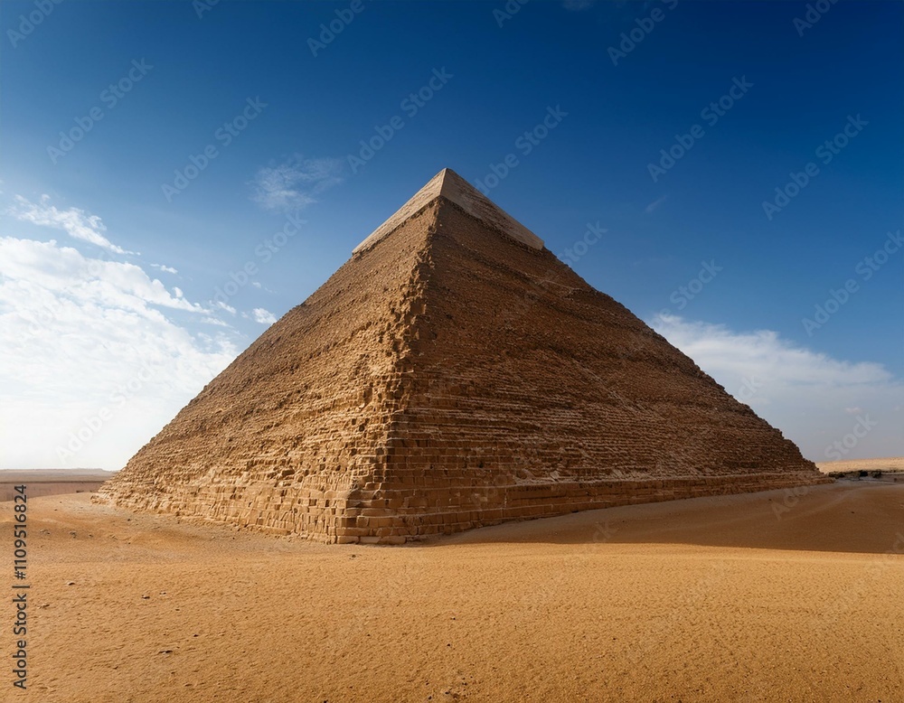 An isolated Egyptian pyramid set in the desert, showcasing its monumental structure against a transparent background for a clean, impactful design An isolated Egyptian pyramid set in the desert, showcasing its monumental structure against a transparent background for a clean, impactful design