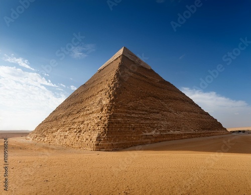 An isolated Egyptian pyramid set in the desert, showcasing its monumental structure against a transparent background for a clean, impactful design