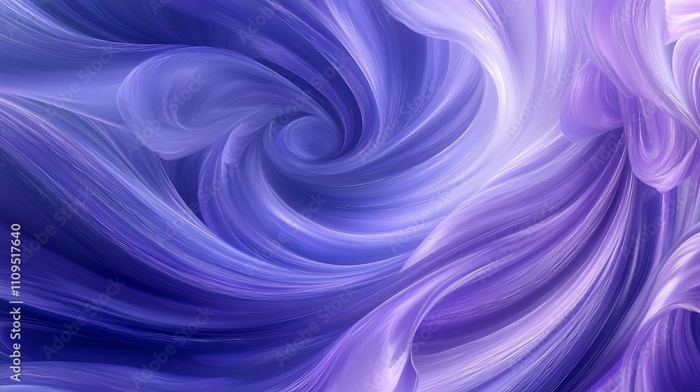 Obraz premium A dynamic swirl of vibrant lavender and indigo hues blending seamlessly with a misty texture, evoking a sense of energy and depth, set against a metallic sheen canvas.