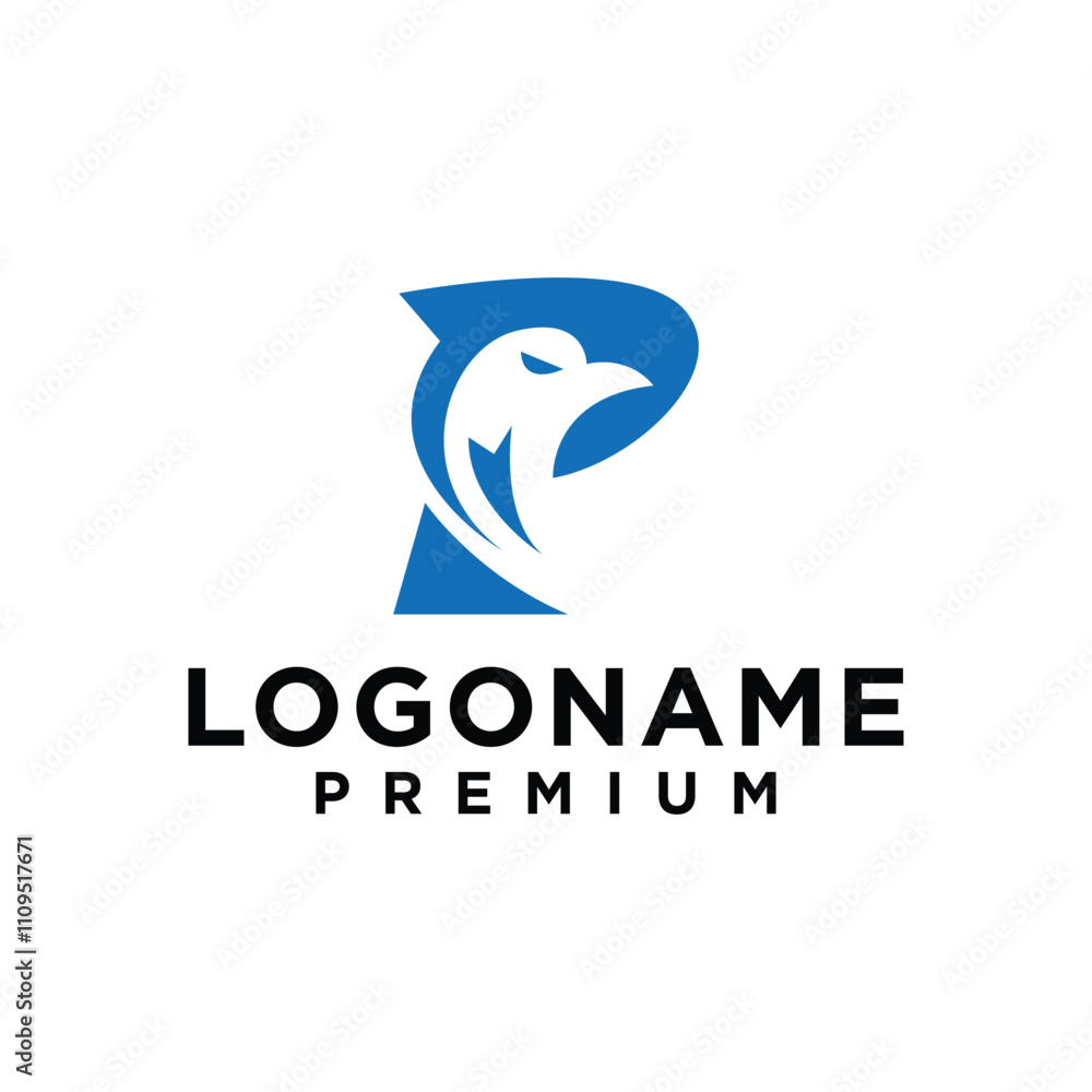 Fototapeta premium Letter p with luxury abstract eagle logo template
