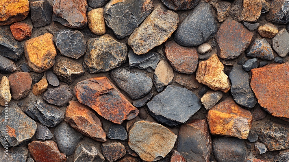 Close-Up Texture of Natural Gravel and Stone with Varied Hues and Detailed Surface, Copy Space Above Close-Up Texture of Natural Gravel and Stone with Varied Hues and Detailed Surface, Copy Space Above