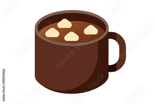 Hot Chocolate Mug with Marshmallows | isolated silhouette vector illustration on white background