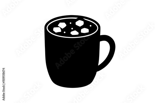 Hot Chocolate Mug with Marshmallows | isolated silhouette vector illustration on white background