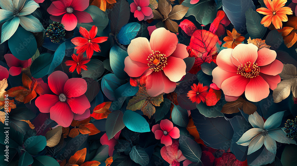 paper cut shapes floral patterns, luxury floral pattern with colorful flowers, Abstract luxury seamless 3D Leaves on a Stunning Floral Canvas, lovely vibrant and colorful floral arrangement. paper cut shapes floral patterns, luxury floral pattern with colorful flowers, Abstract luxury seamless 3D Leaves on a Stunning Floral Canvas, lovely vibrant and colorful floral arrangement.