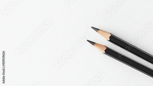  A black pencil and eraser duo rests atop a white desk surface