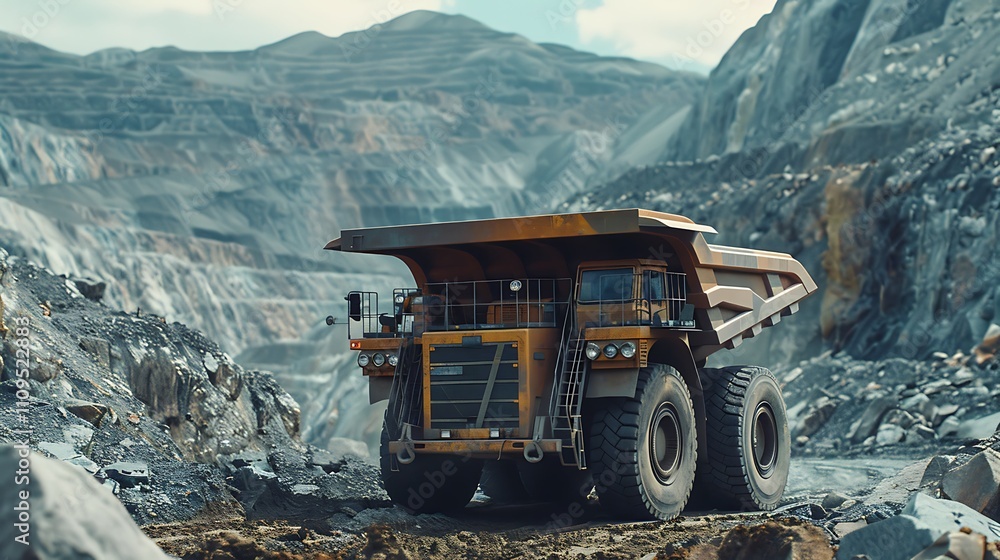 Heavy-Duty Dump Truck Navigating Rocks Heavy-Duty Dump Truck Navigating Rocks