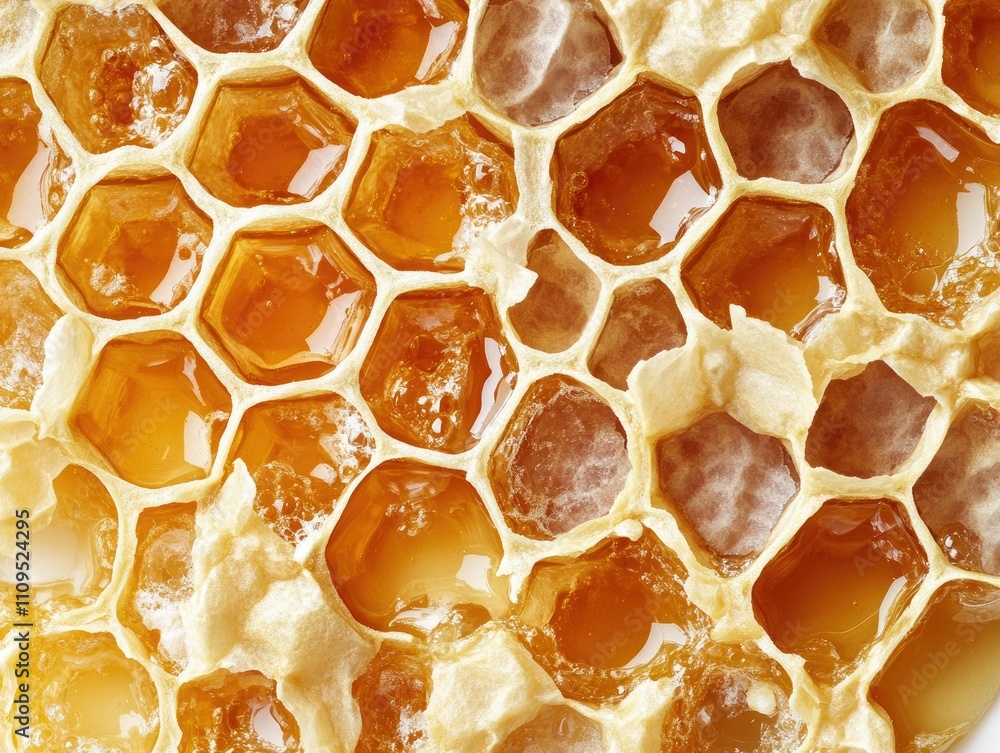 Close up of honeycomb. Flat lay, top view. Close up of honeycomb. Flat lay, top view.
