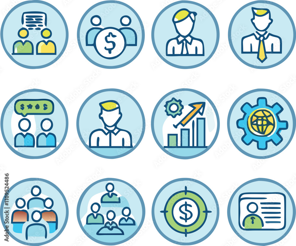 A Collection Business Icon Set- Growth, Finance, Teamwork, and Management Symbols Vector art A Collection Business Icon Set- Growth, Finance, Teamwork, and Management Symbols Vector art