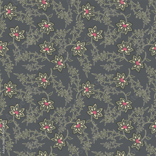 Cute feminine watercolor seamless pattern with wildflowers.hand drawn