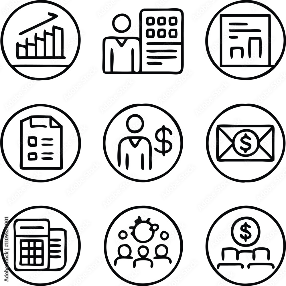 A Collection Business Icon Set- Growth, Finance, Teamwork, and Management Symbols Vector art A Collection Business Icon Set- Growth, Finance, Teamwork, and Management Symbols Vector art