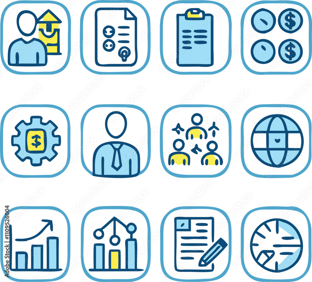 A Collection Business Icon Set- Growth, Finance, Teamwork, and Management Symbols Vector art A Collection Business Icon Set- Growth, Finance, Teamwork, and Management Symbols Vector art