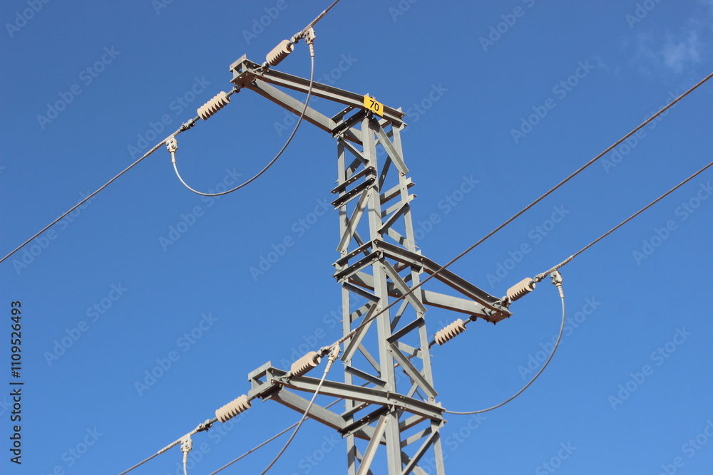 Power Electric Pole with Wires Power Electric Pole with Wires