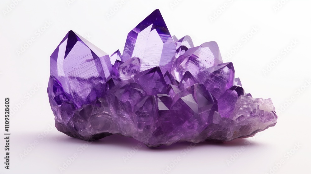 Purple quartz stone crystal cluster with sharp points and clear surfaces. The vibrant formation displays natural beauty and intricate detail, showcasing geological marvel Purple quartz stone crystal cluster with sharp points and clear surfaces. The vibrant formation displays natural beauty and intricate detail, showcasing geological marvel