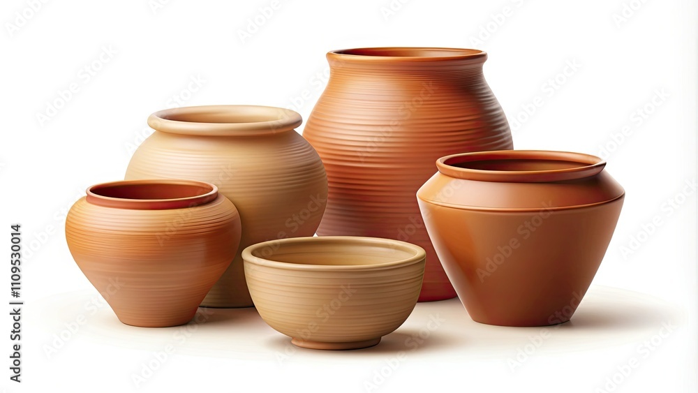 Minimalist Vector Clay Pots Isolated on White Background for Modern Decor and Design Projects Minimalist Vector Clay Pots Isolated on White Background for Modern Decor and Design Projects