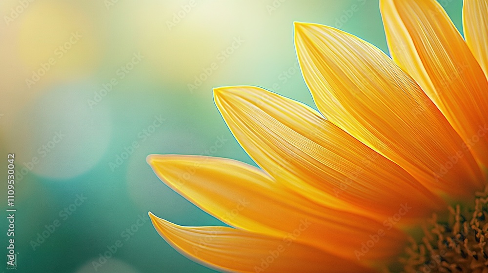 Obraz premium a yellow sunflower on a vibrant green and blue background with a soft light source behind it