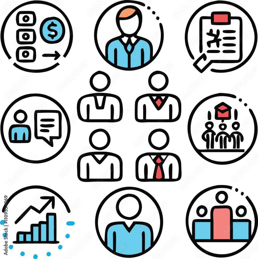 A Collection Business Icon Set- Growth, Finance, Teamwork, and Management Symbols Vector art A Collection Business Icon Set- Growth, Finance, Teamwork, and Management Symbols Vector art