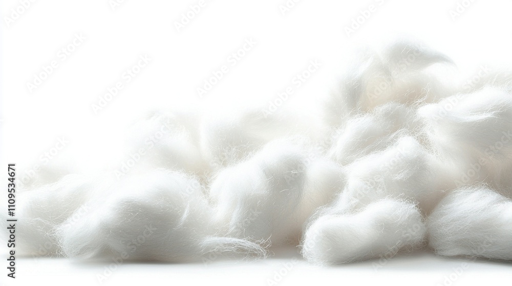 A white cotton pile sits on a white countertop with a bottle of liquid nearby on a tabletop A white cotton pile sits on a white countertop with a bottle of liquid nearby on a tabletop