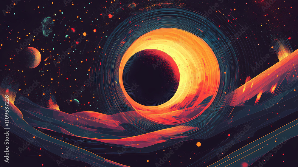 Obraz premium Solar eclipse in space. generative ai. Eclipse. Illustration