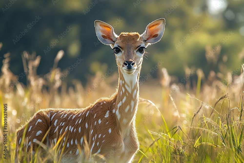 Adorable Spotted Fawn in Meadow