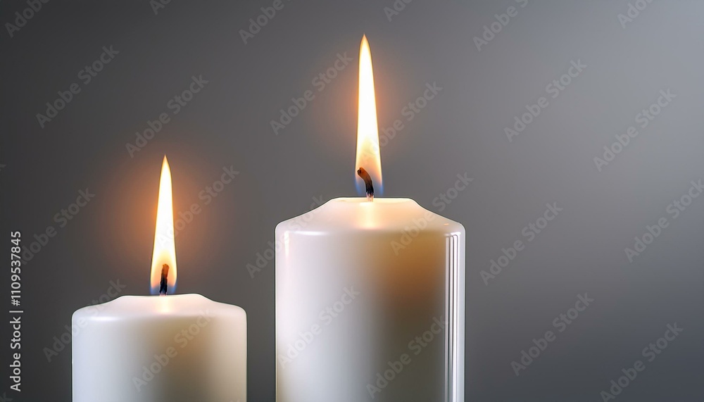 Flickering Serenity: White Candles Amidst a Subtle Gray Blur Flickering Serenity: White Candles Amidst a Subtle Gray Blur
