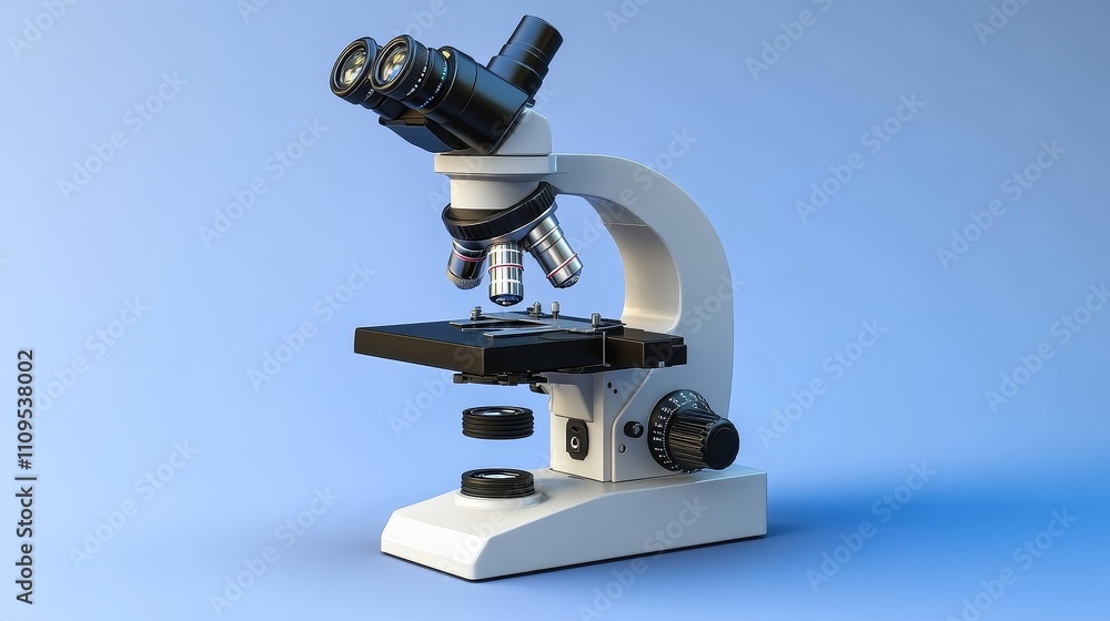 Professional Compound Microscope - Modern laboratory equipment, scientific research, medical technology, optical instrument, magnification. Professional Compound Microscope - Modern laboratory equipment, scientific research, medical technology, optical instrument, magnification.