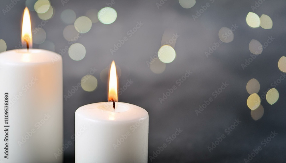 Silent Flame: The Peaceful Glow of White Candles on a Gray Horizon Silent Flame: The Peaceful Glow of White Candles on a Gray Horizon