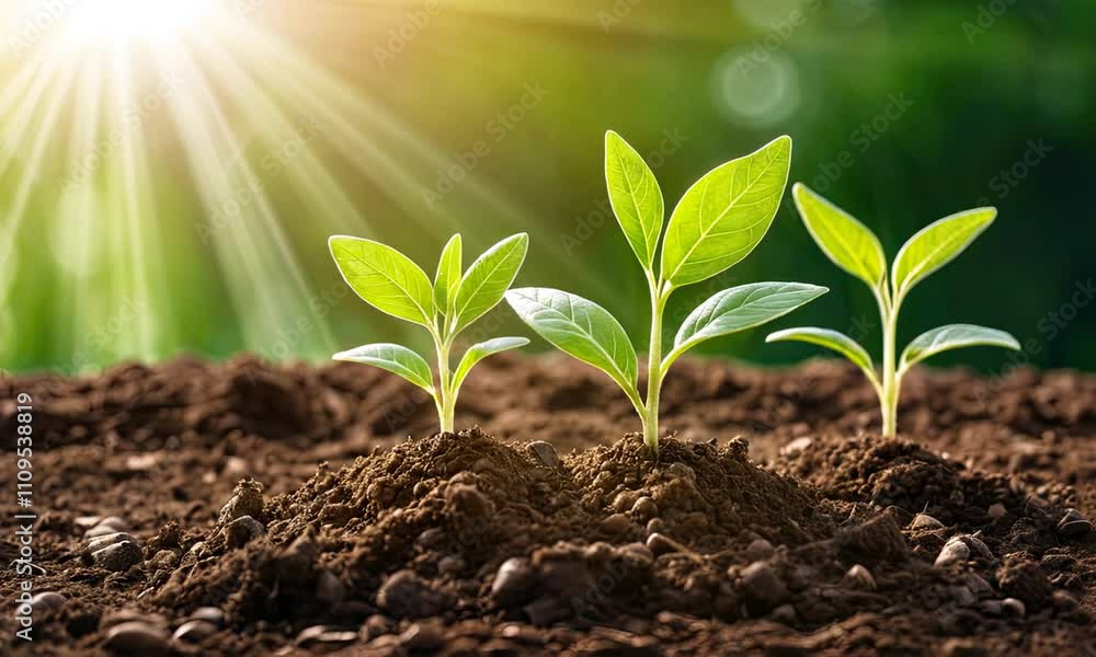young plant growing in garden with sunlight young plant growing in garden with sunlight