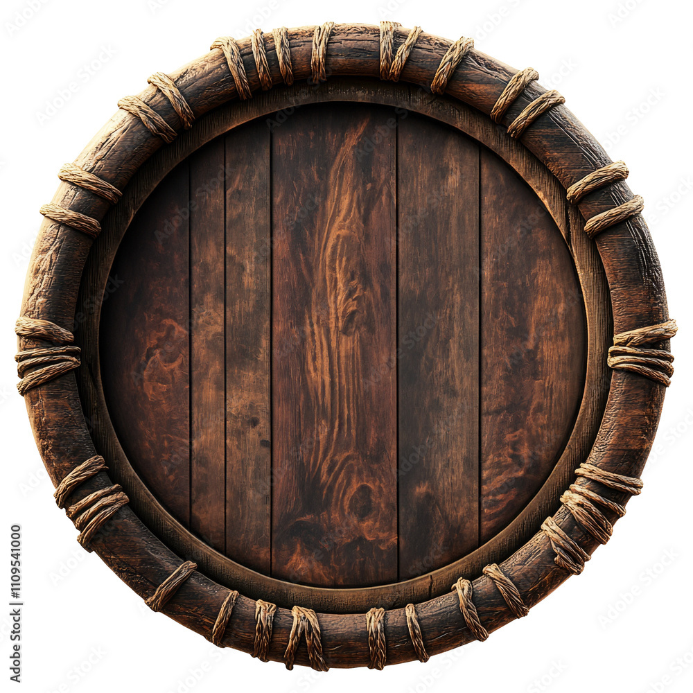 Fototapeta premium Wooden Barrel Frame on Transparent Background