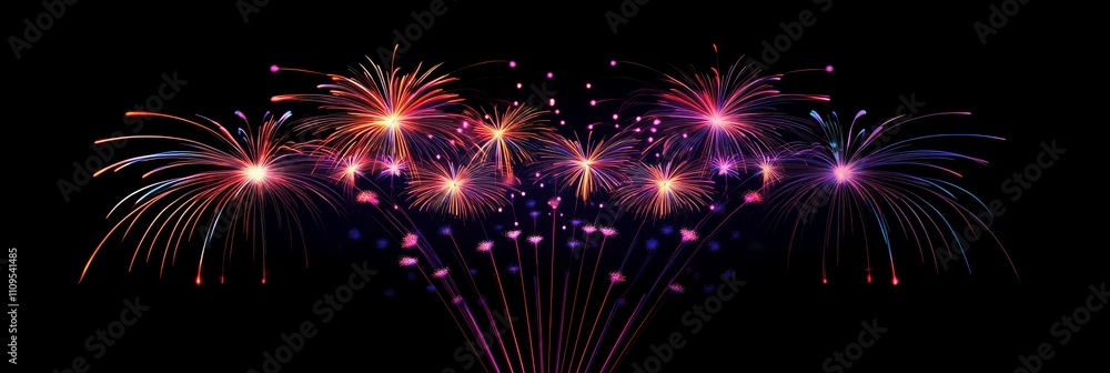Fototapeta premium Vivid Diwali Fireworks Display - Spectacular fireworks illuminate the night sky, symbolizing celebration, joy, light, hope, and new beginnings.